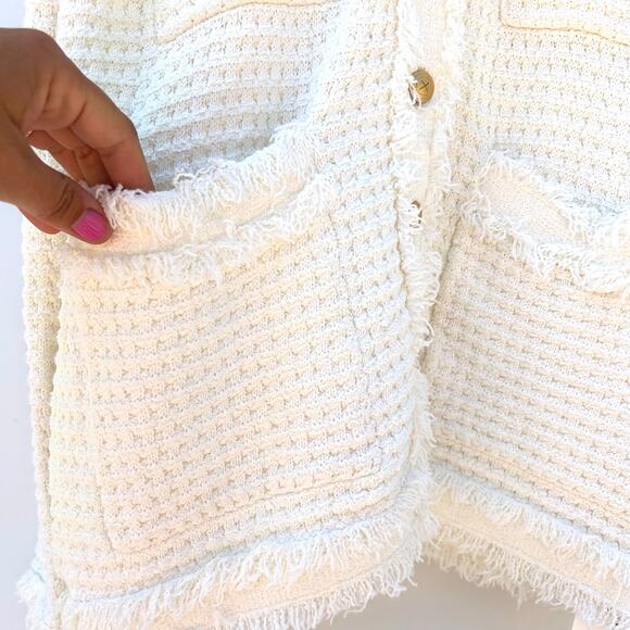 ME+EM Longline Boucle Knit Jacket Lady Jacket Cream Ecru Ivory 8 Cotton - Picture 7 of 10